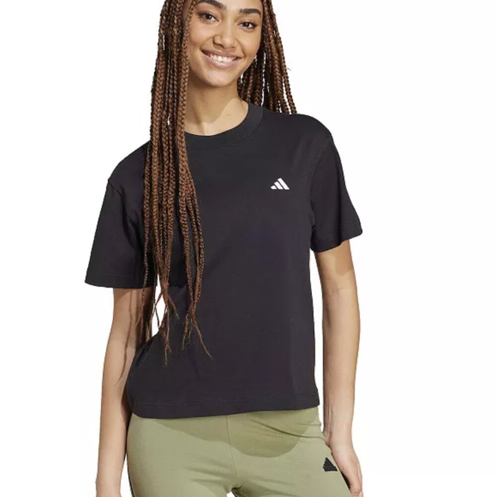 NWT Adidas Women's Essentials Small Logo Sportswear Shirt In Black